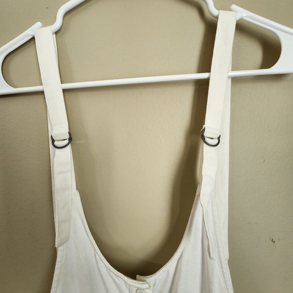 Amuse Society Size S White Button-Down Sleeveless Wide Leg 100% Cotton Overall - Picture 5 of 9